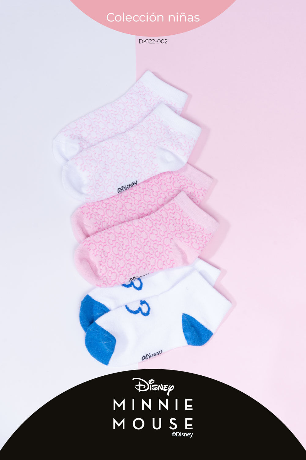 Paquetería x3 medias tipo tobillera algodón niñas disney