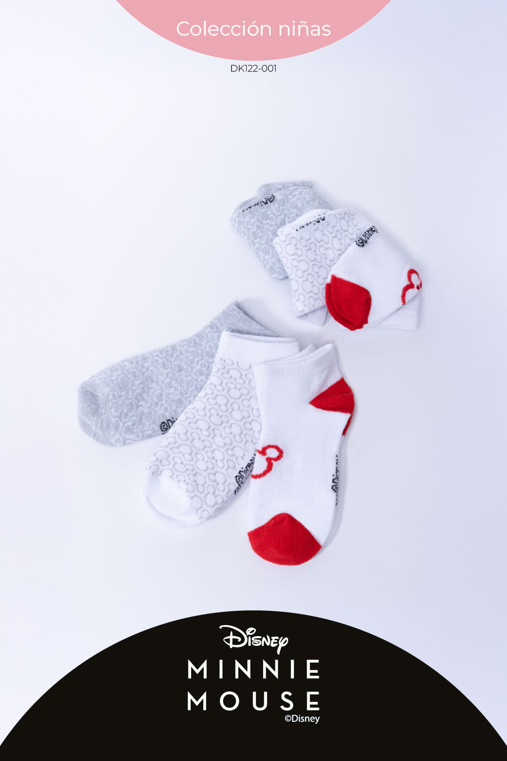 Paquetería x3 medias tipo tobillera algodón niñas disney