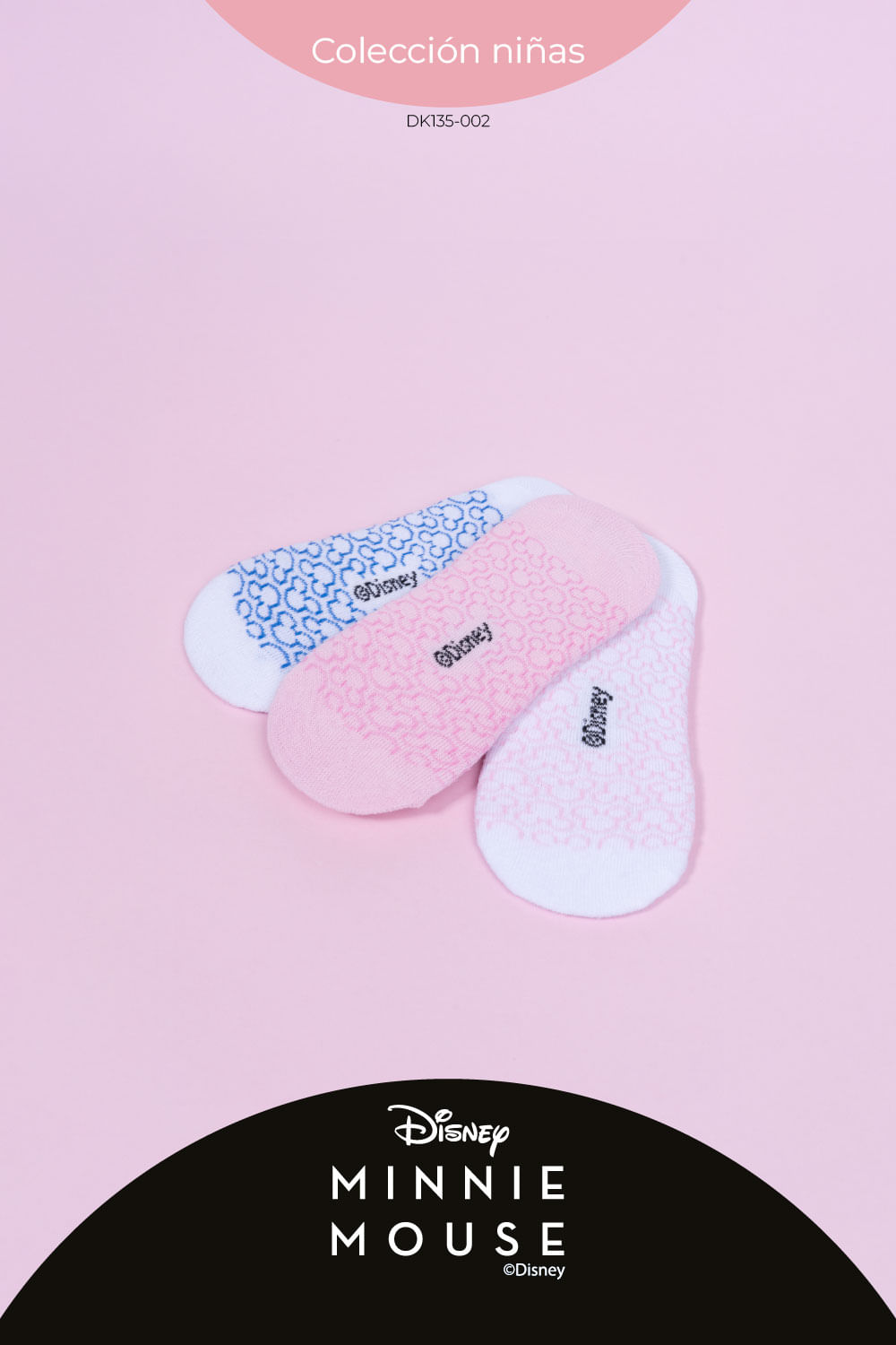 Paquetería x3 medias tipo baleta algodón niñas disney