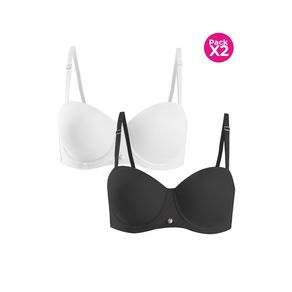 PAQUETE X2 BRASIER COPA STRAPLESS EN MICROFIBRA
