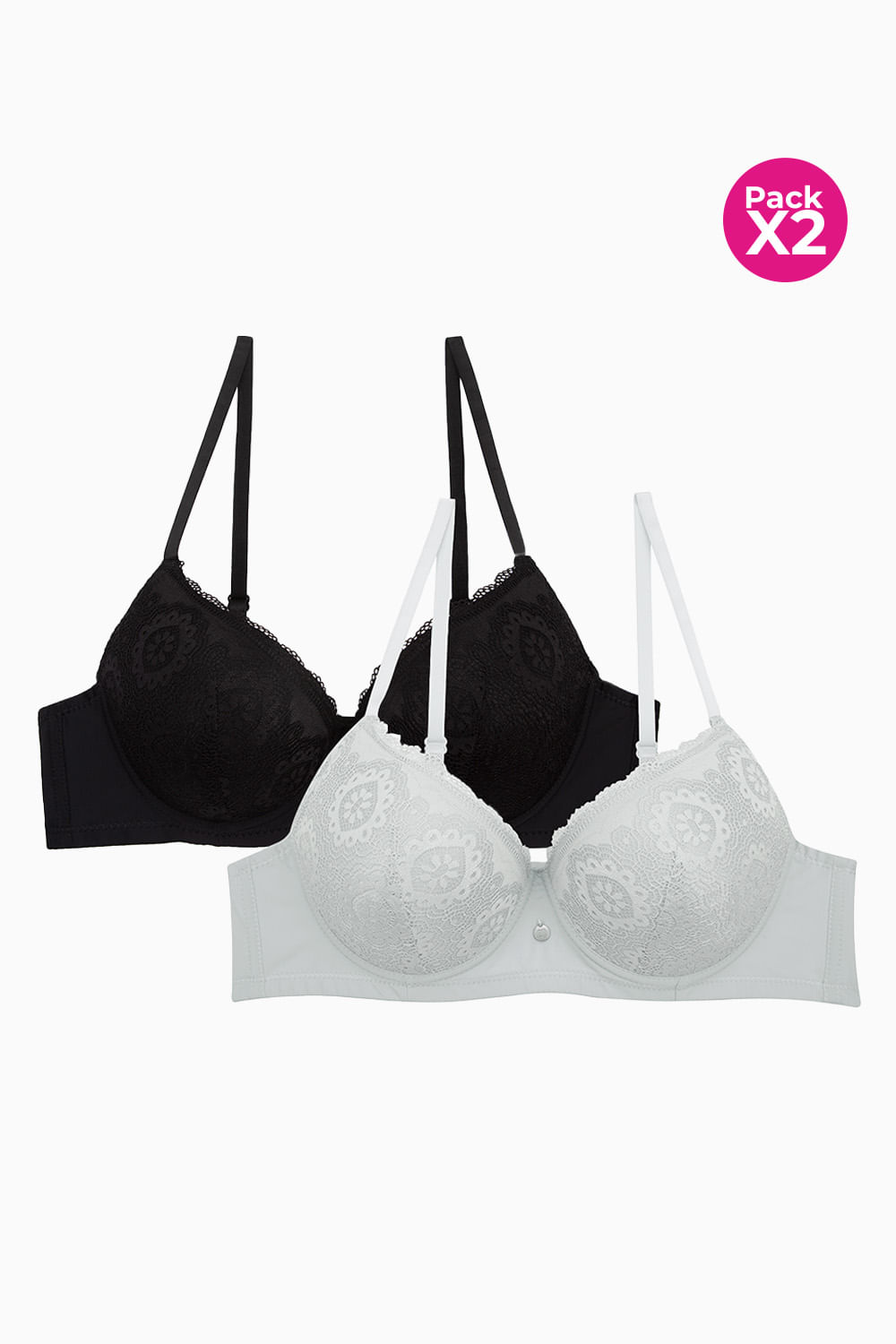 Brasier media copa en encaje paquete x2