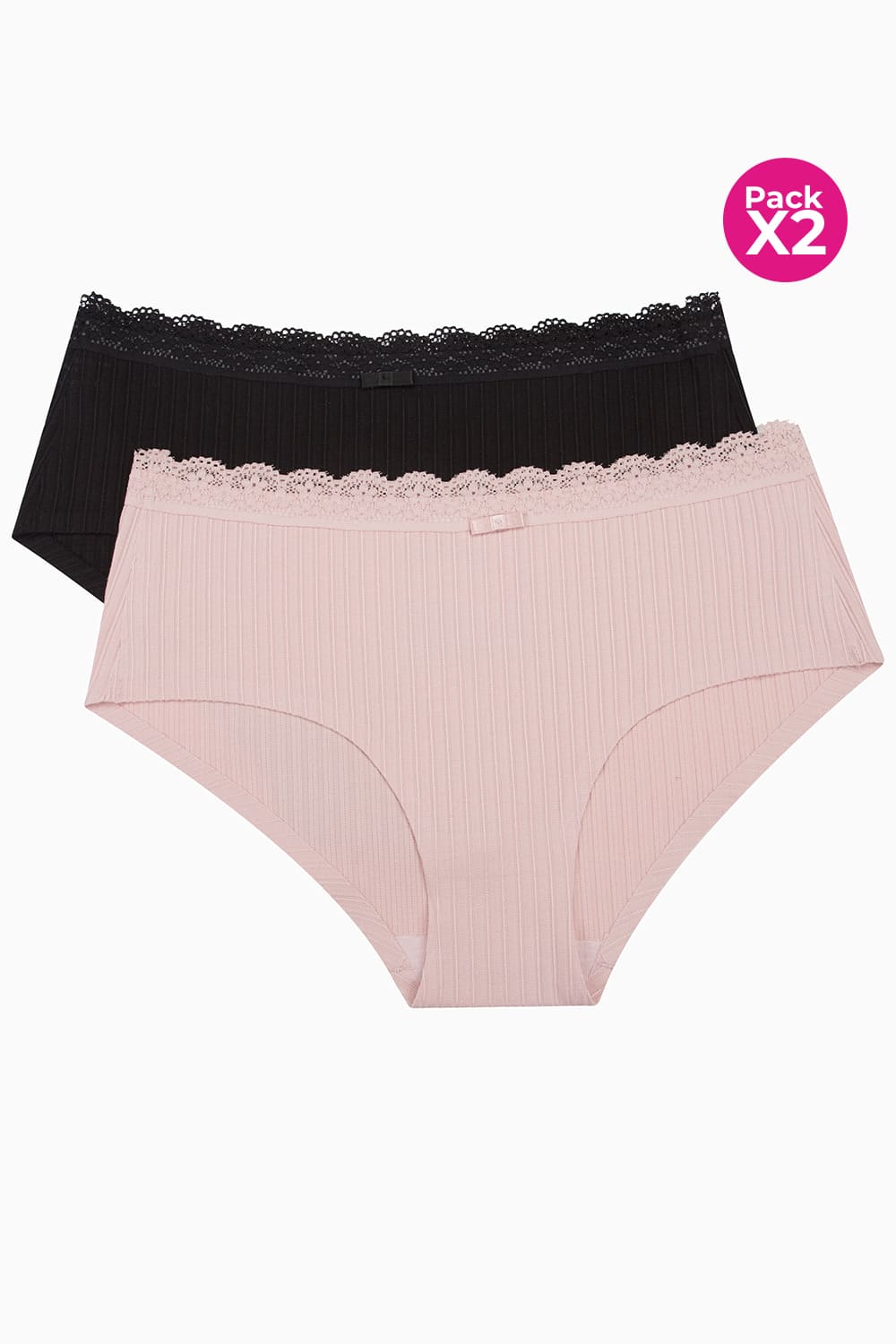 Panty tipo hipster paquete x2 en algodón