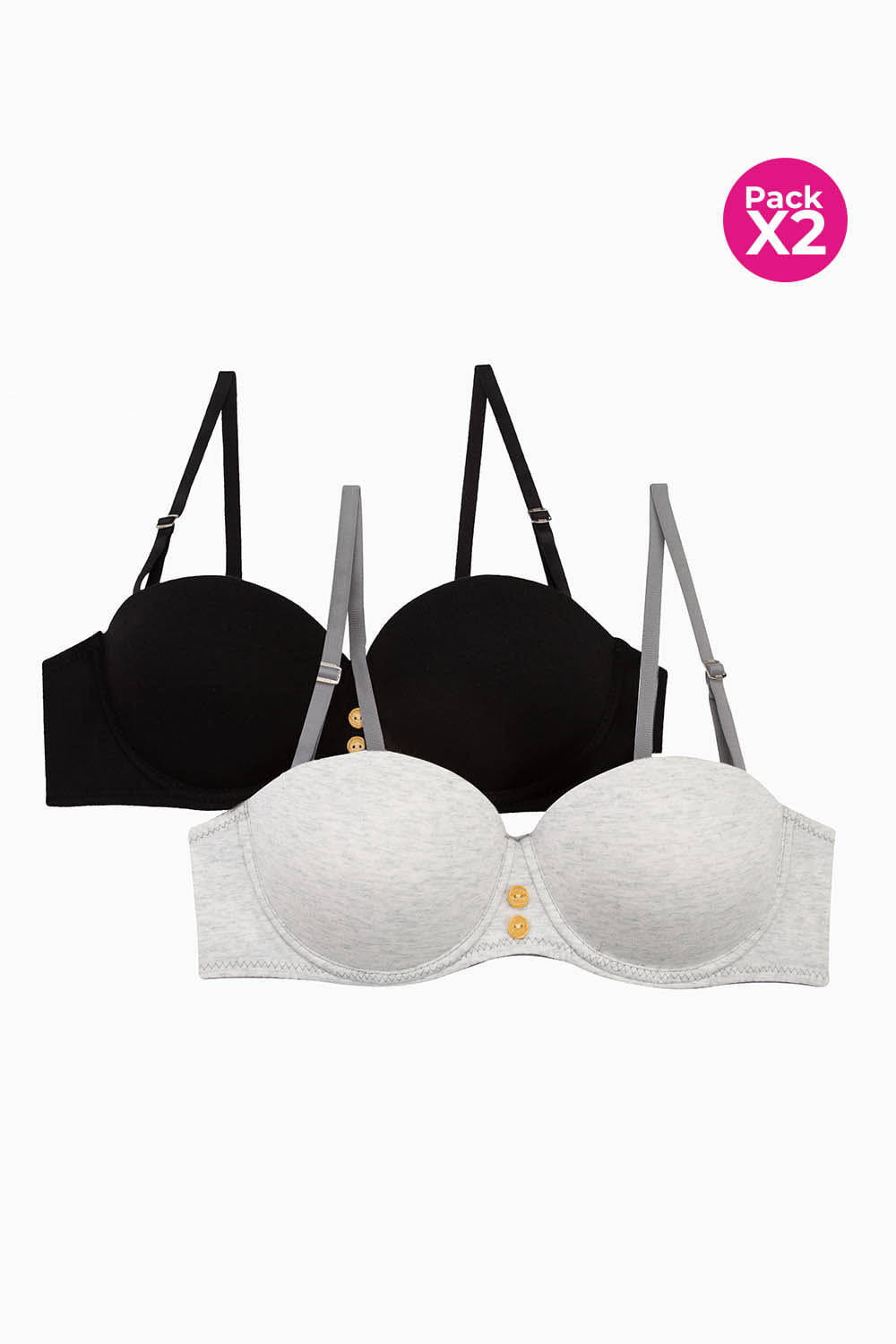 Brasier tipo strapless paquete x2 en algodon