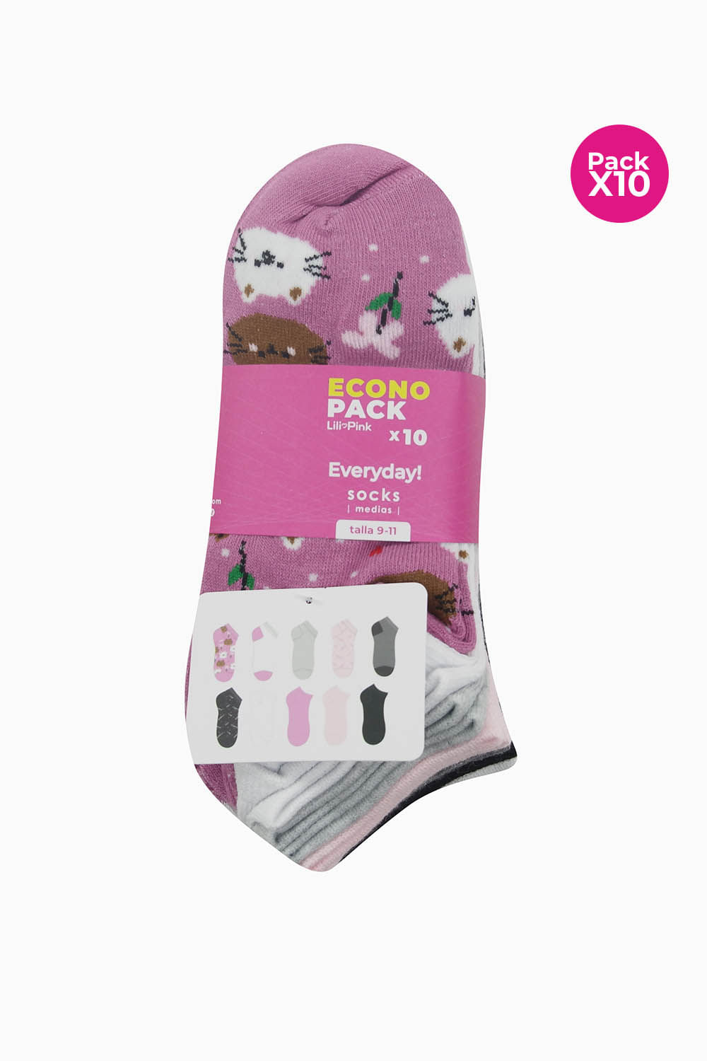 Media talonera para mujer x10 unidades poliester