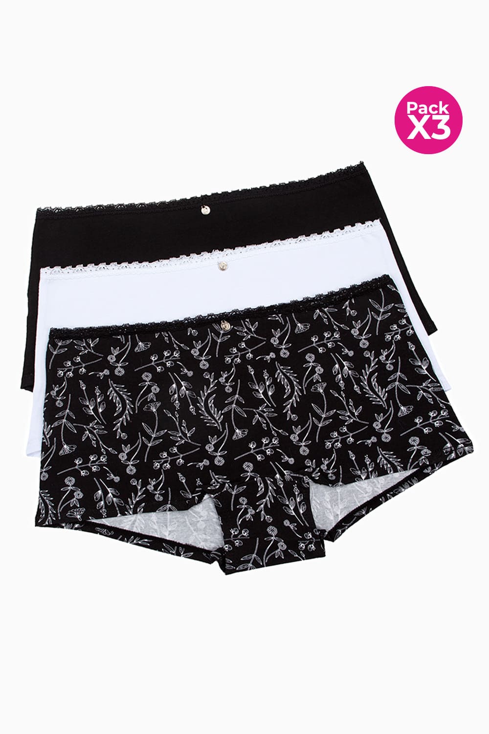Paquete x3 bóxer en algodón talle medio