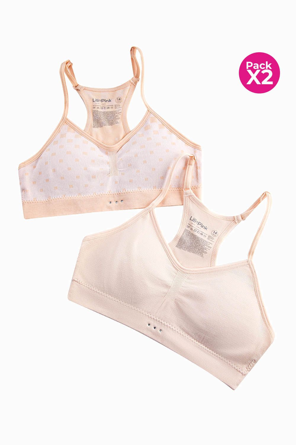 Top con copa teens paquete x2 sin costuras