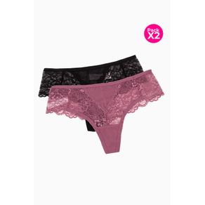 Panty tipo brasilera en encaje paquete x2