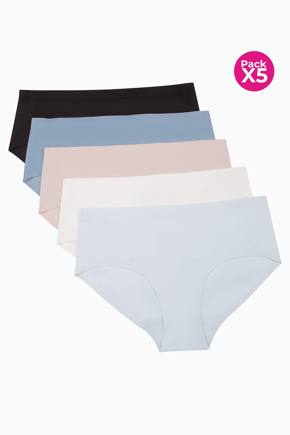 Panty tipo hipster en poliester paquete x5