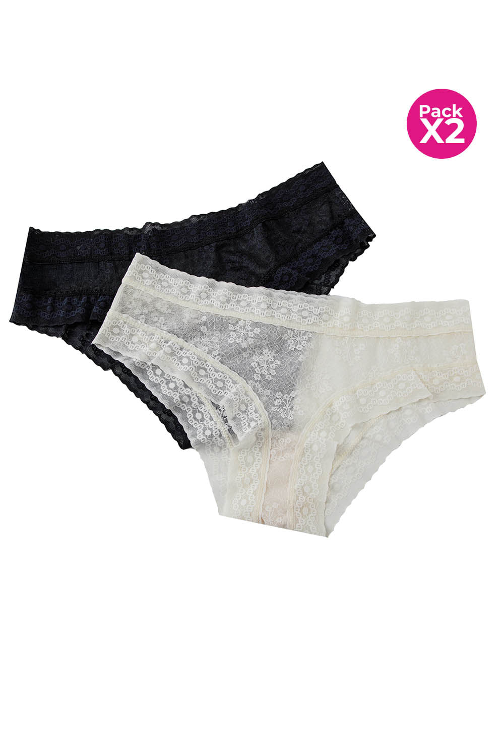 Panty tipo hipster confeccionado en malla paquete x2