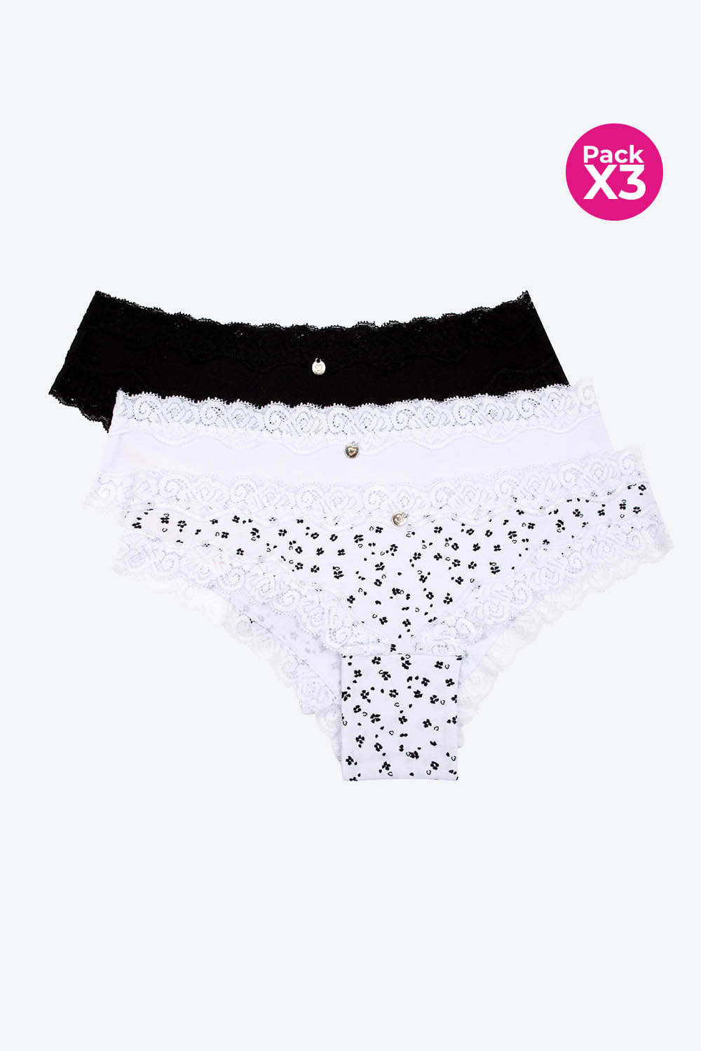 Panty tipo hípster paquete x3 en algodón