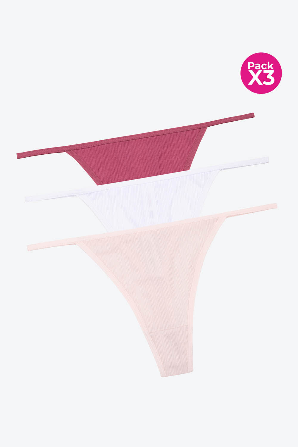 Brasilera con talle bajo en algodón paquete x3