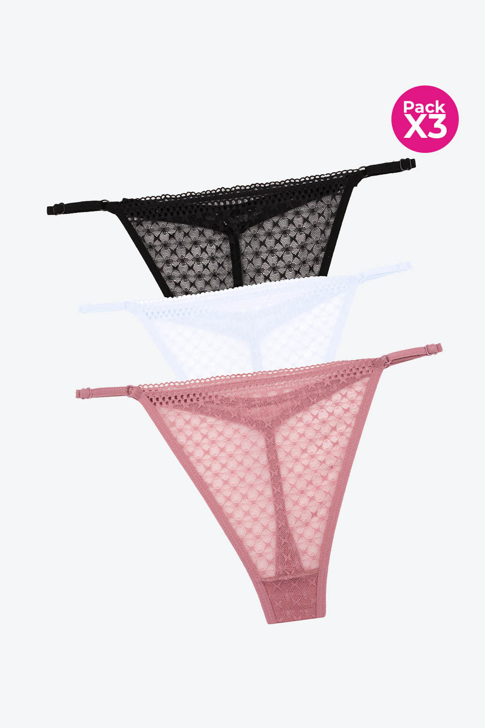 Panty paquete x3 tipo brasilera en encaje