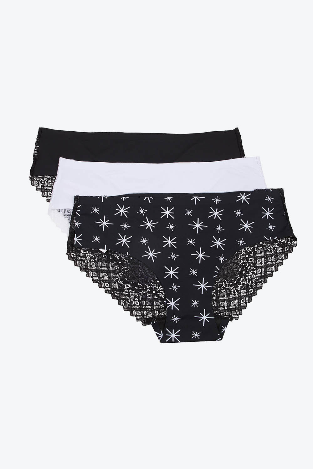 Panty tipo hipster en microfibra y encaje paquete x3
