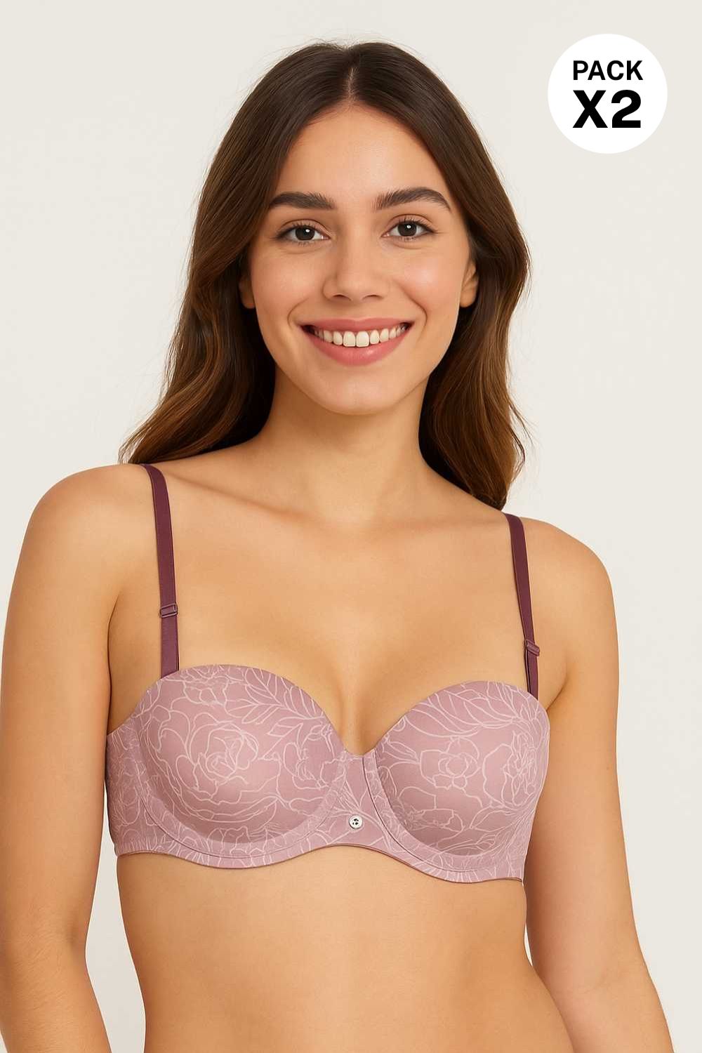 Brasier paquete x2 tipo strapless en microfibra