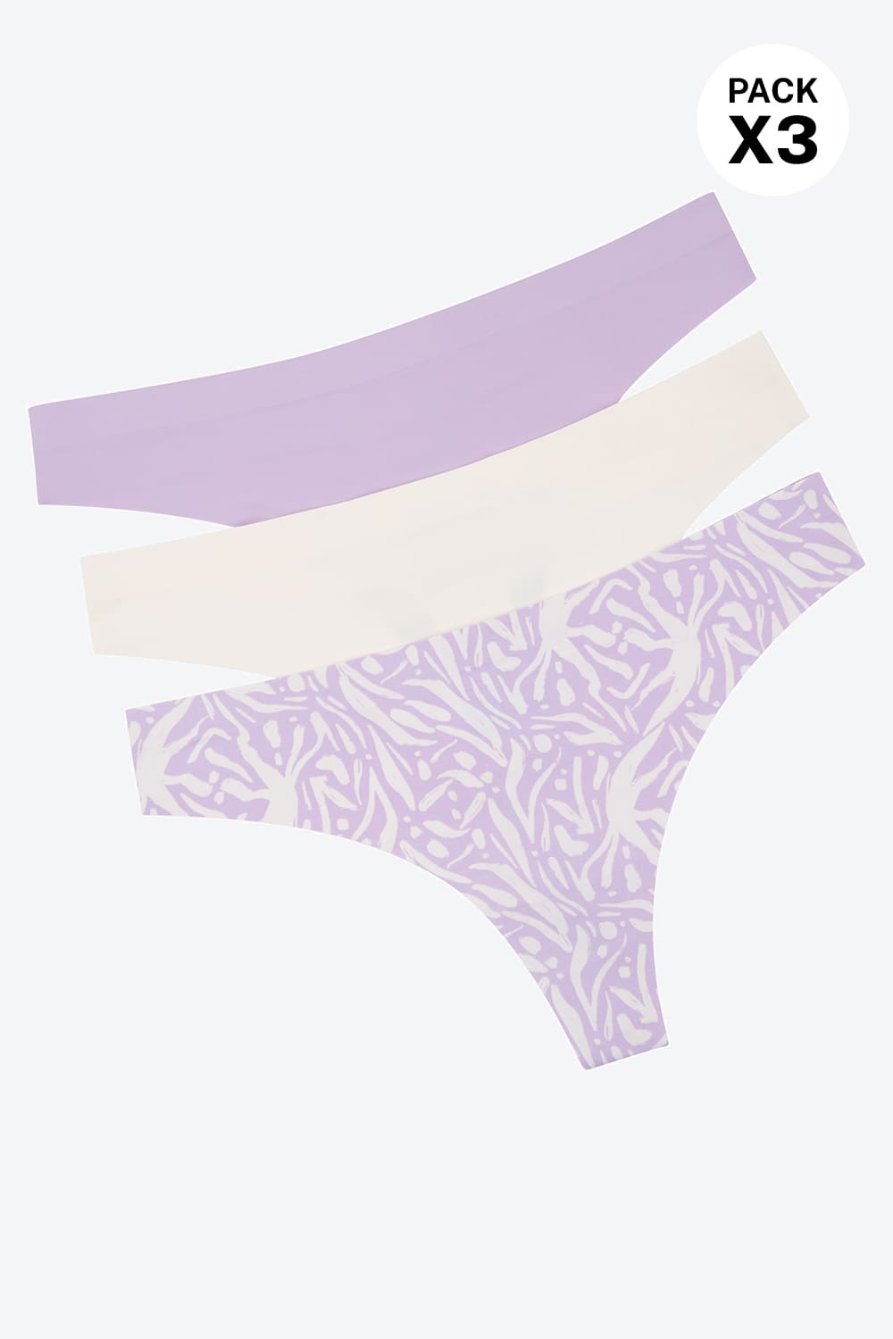 Panty brasilera corte láser paquete x3 en microfibra