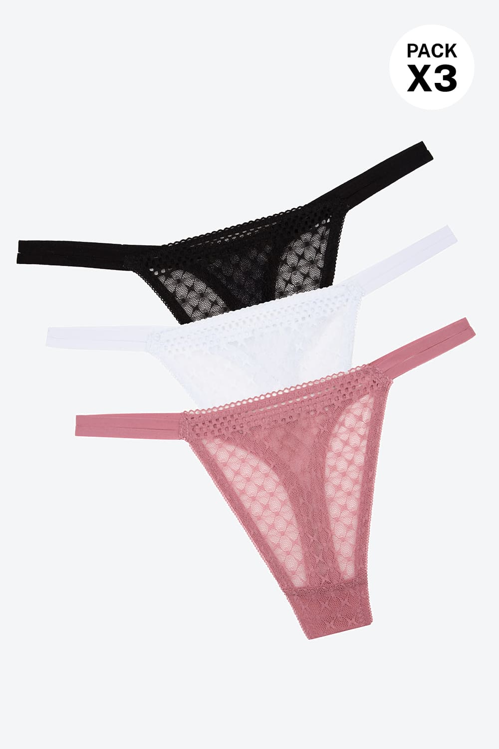 Brasilera paquete x3 confeccionado en encaje