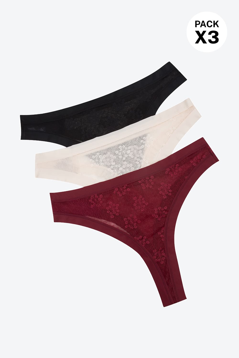 Brasilera paquete x3 confeccionado en malla