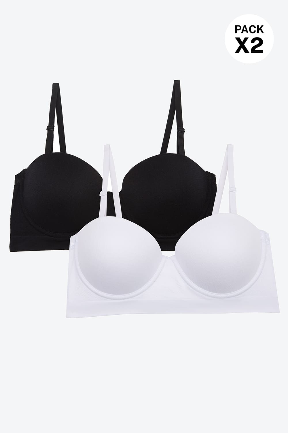 Brasier strapless tipo seamless paquete x2 en poliamida