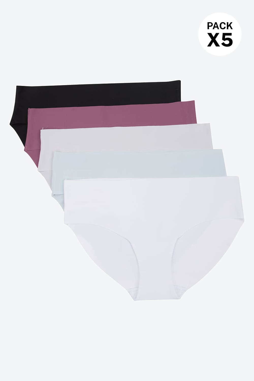 Panty tipo hipster invisible paquete x5 en microfibra