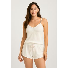 Conjunto pijama con textura acanalada de 2 piezas.