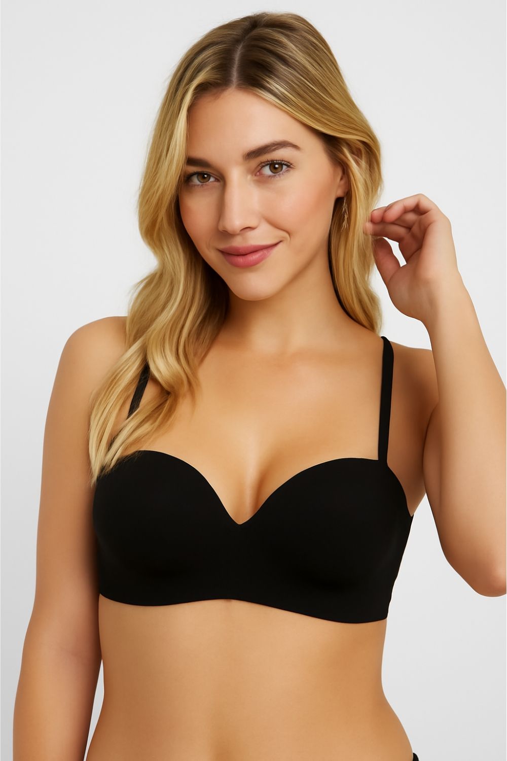 Brasier tipo strapless confeccionado en microfibra