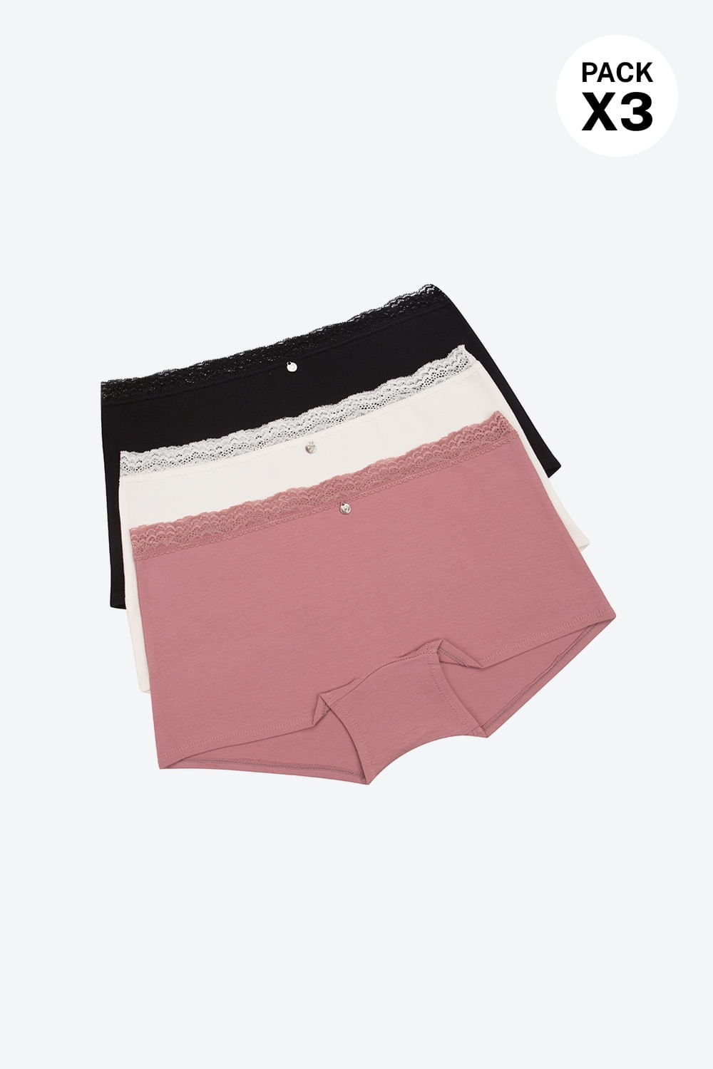 Panty tipo hipster panty paquete x3 confeccionado en algodón