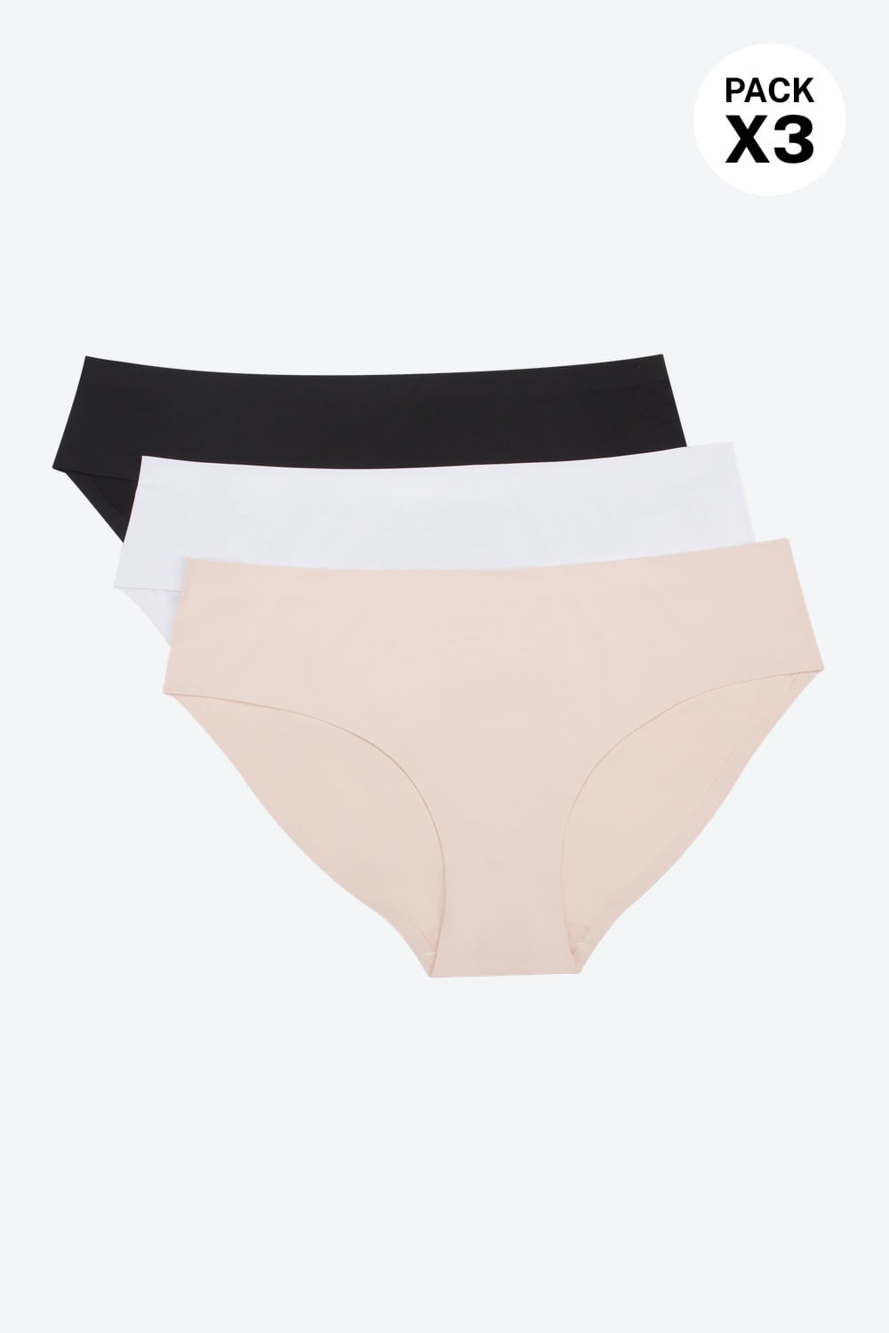 Panty hipster con detalle medio en microfibra paquete x3