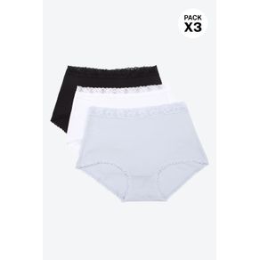 Panty clasico paquete x3 con detalle en encaje