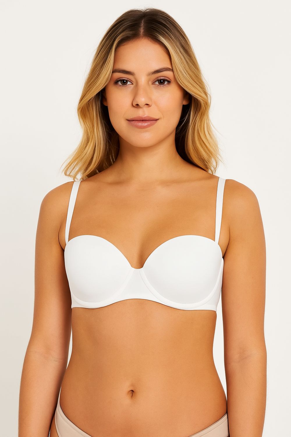 Brasier en microfibra strapless con aros libres
