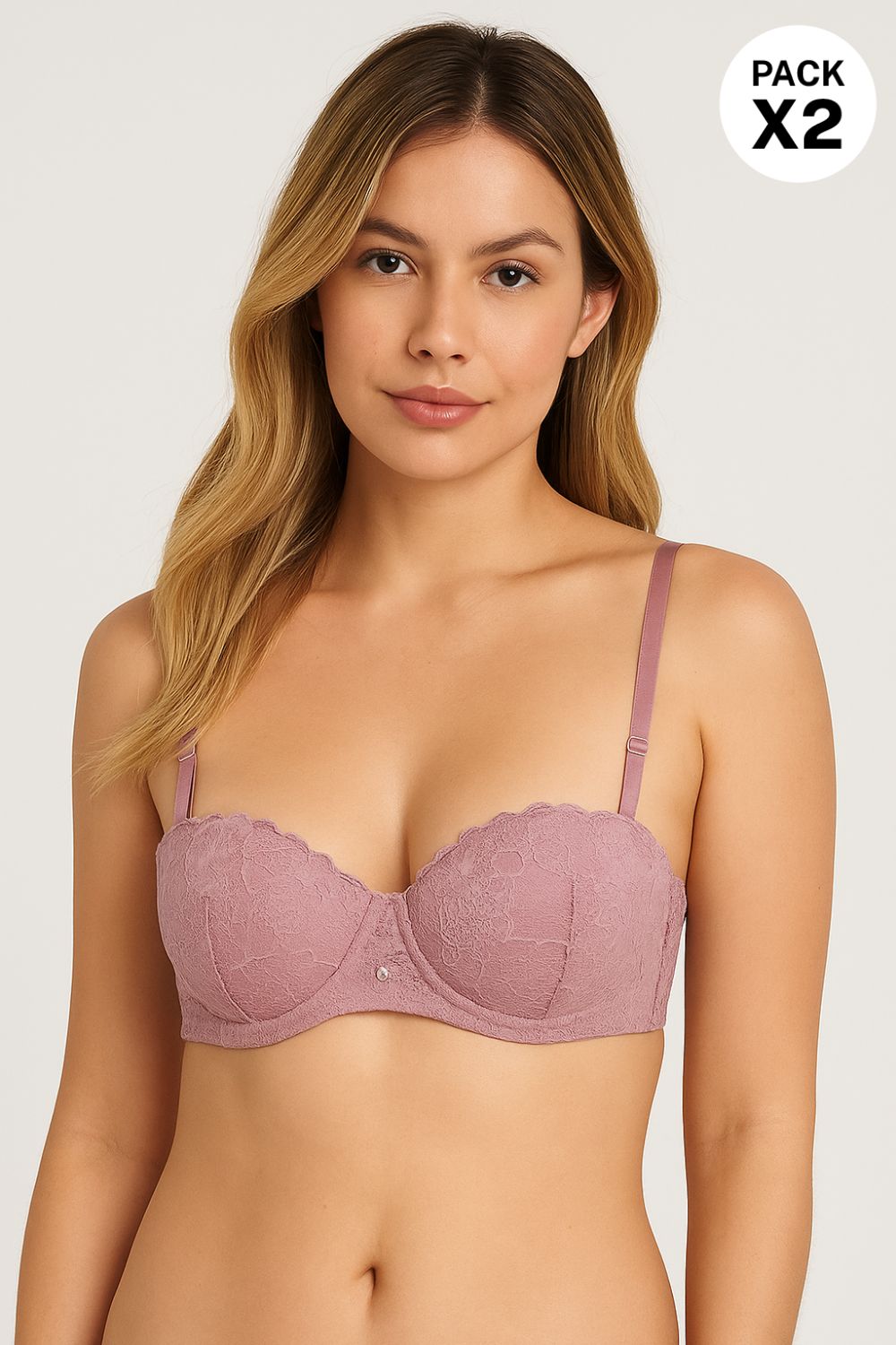 Brasier strapless paquete x2 en encaje