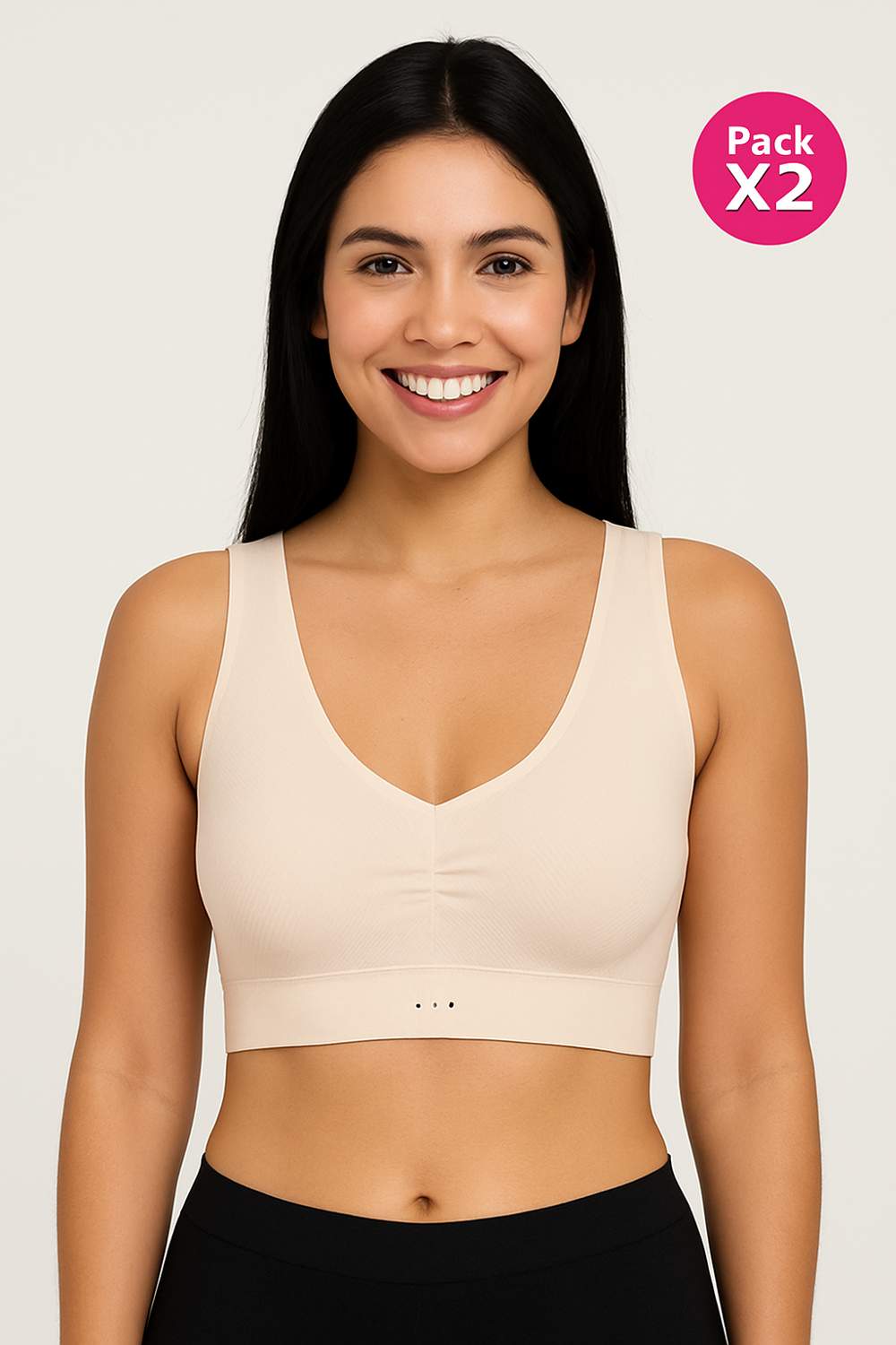 Top paquete x2 con tirantes amplios seamless