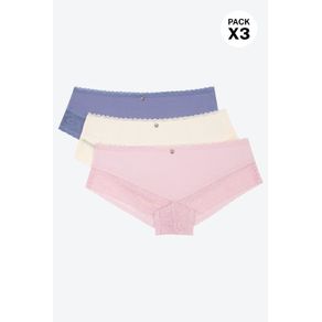 Hipster paquete x3 con algodón y encaje