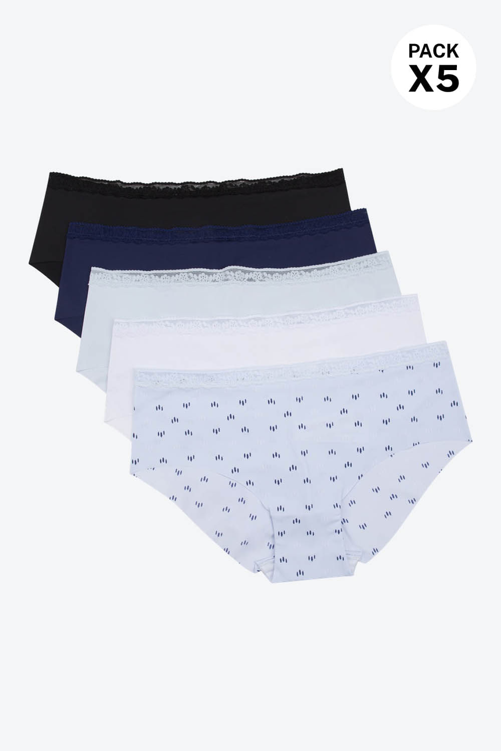 Panty hipster invisible en microfibra paquete x5