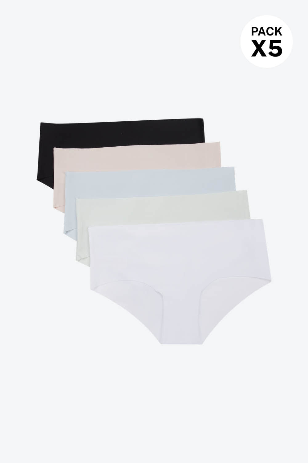 Panty hipster paquete x5 invisible en microfibra