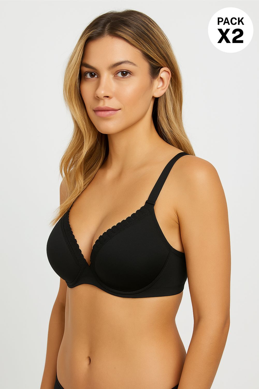 Brasier 3/4 tipo seamless paquete x2 en poliamida