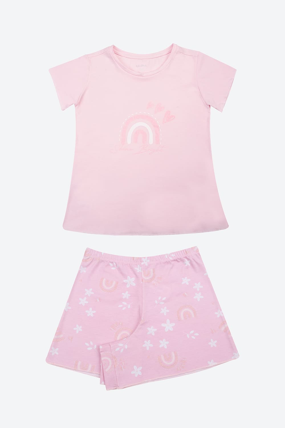 Pijama 2 piezas para niñas manga corta y cuello redondo