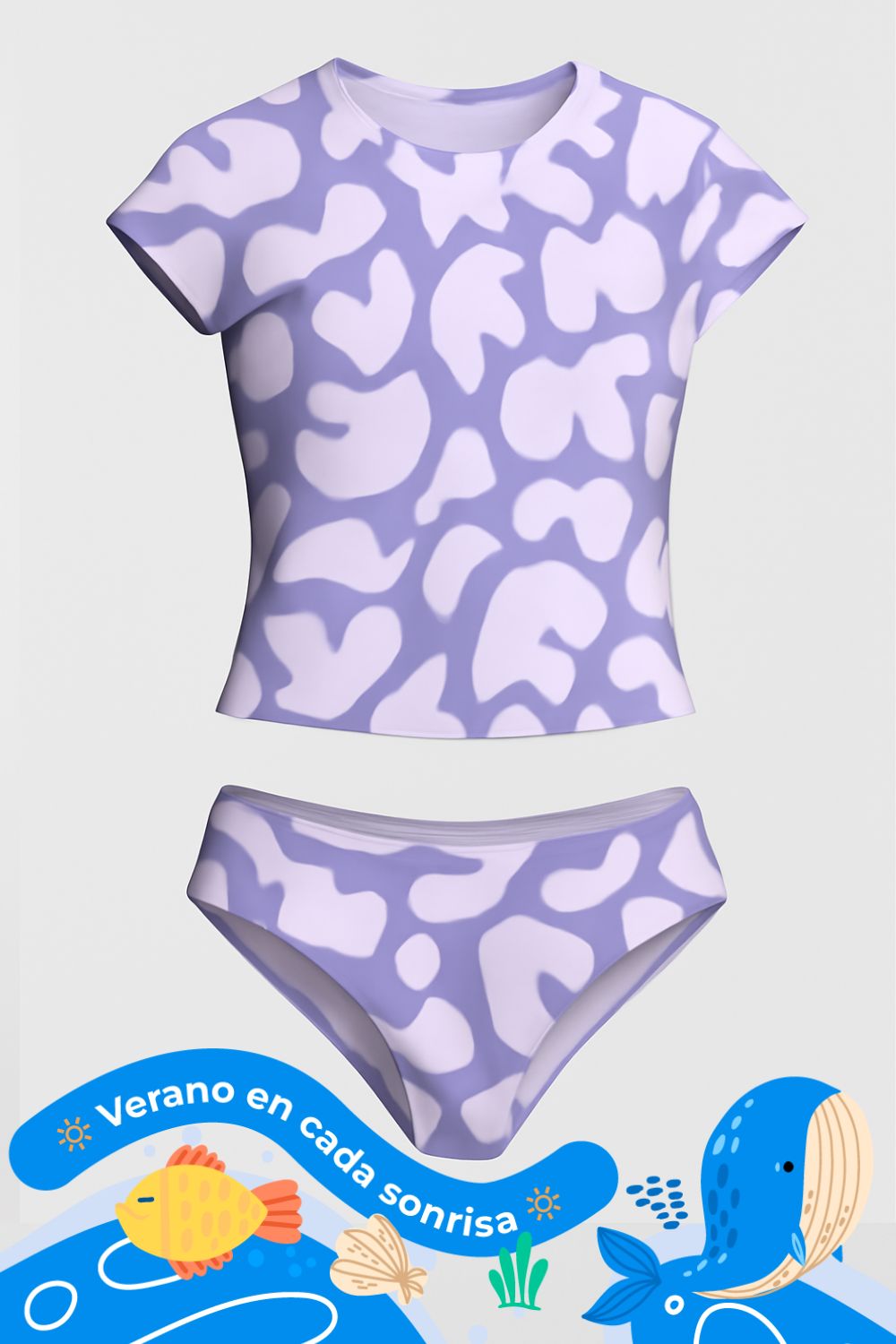 Vestido de baño tipo tankini en microfibra para niña