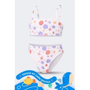 Vestido de baño dos piezas en microfibra para niña