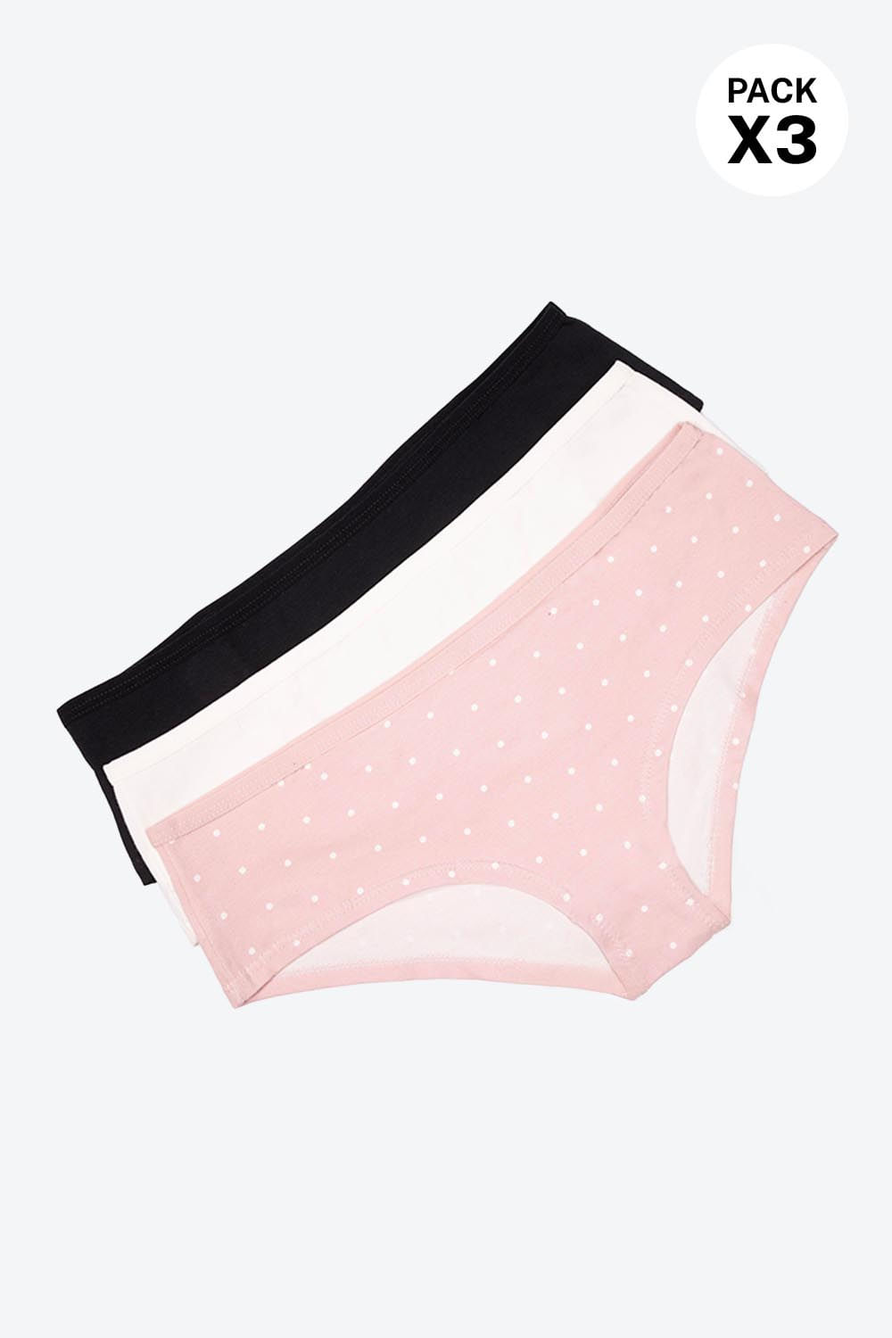 Panty paquete x3 hispter en algodón