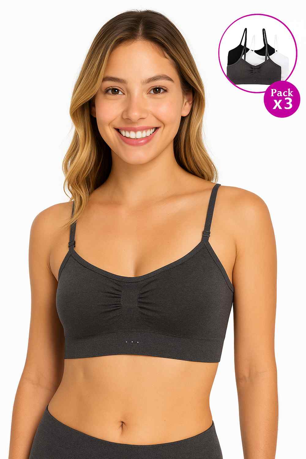 Paquete x3 top seamless sin costuras laterales