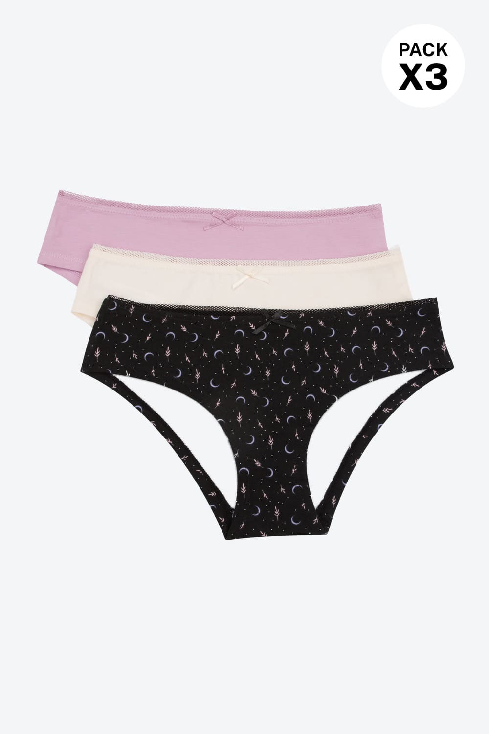 Hípster para adolescentes x3 unidades confeccionado en algodón