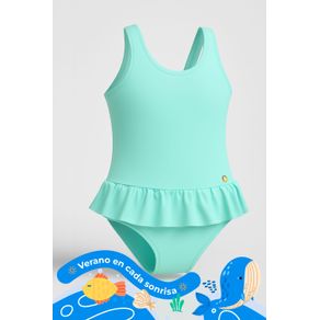 Vestido de baño tipo enterizo para niña en microfibra