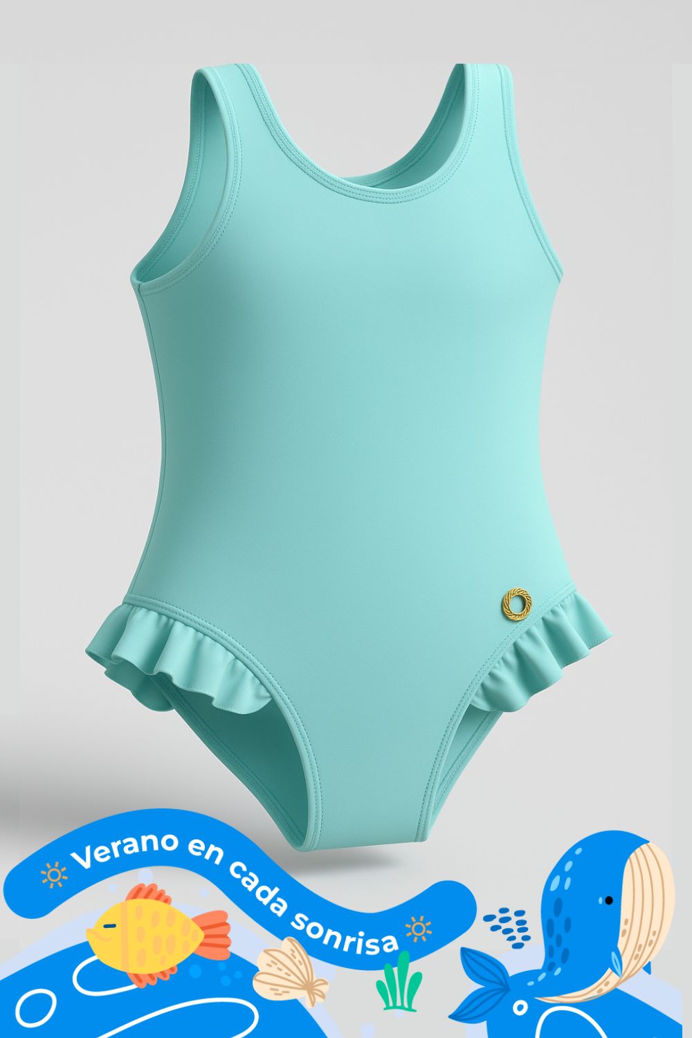 Vestido de baño entero para niña en microfibra