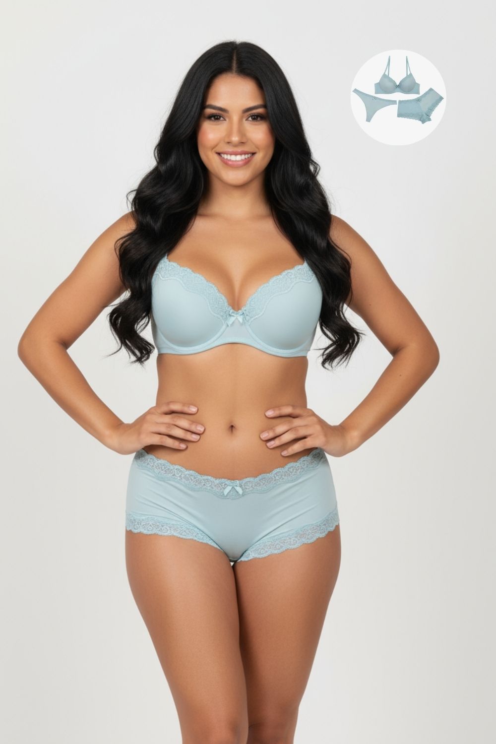 Conjunto trío en microfibra incluye brasier más 2 panties