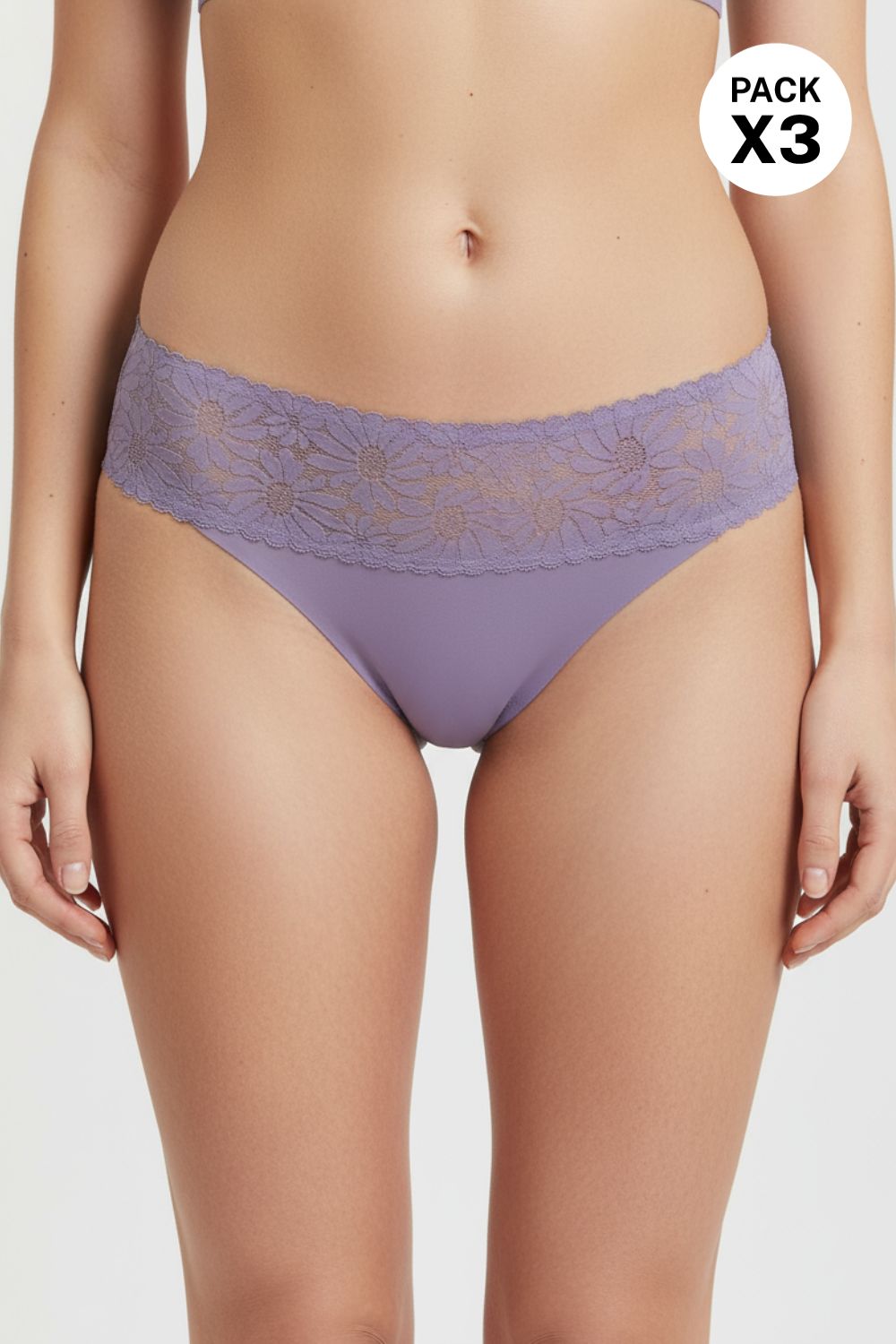 Brasilera invisible con encaje en microfibra paquete x3