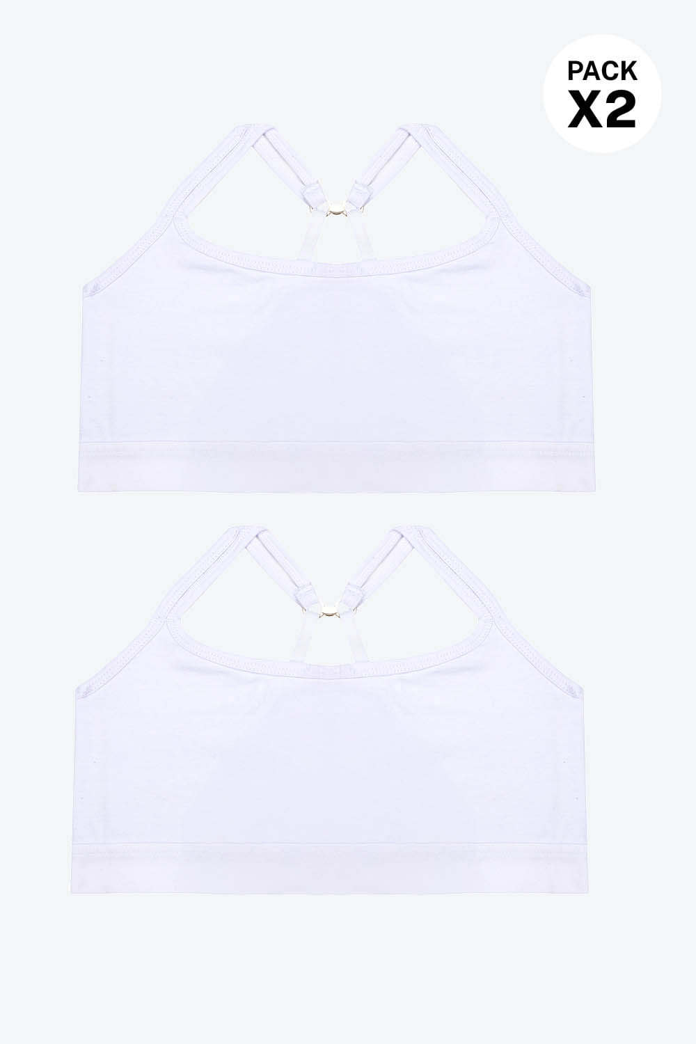 Top con tirantes delgados para niña en algodón paquete x2