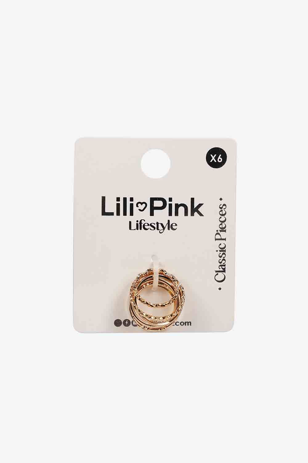 Set x6 unidades de anillos en tono dorado