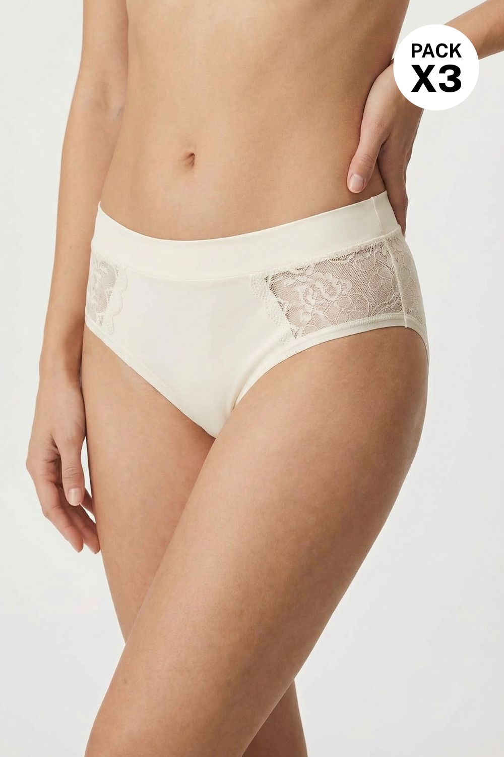 Hipster paquete x3 confeccionado en microfibra y encaje