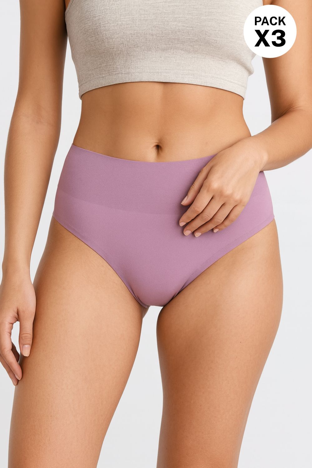 Brasilera con talle alto en microfibra paquete x3