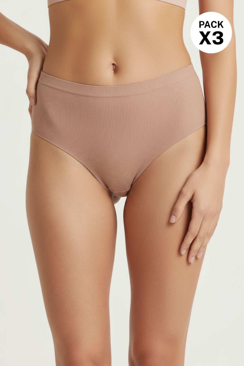 Brasilera corte láser paquete x3 en microfibra con textura acanalada